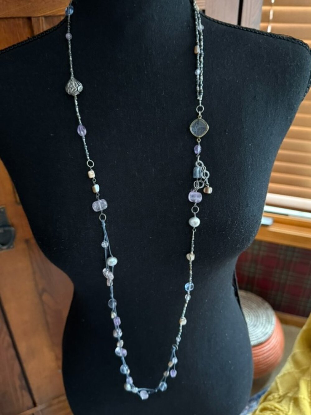 Silpada Sterling Silver Amethyst, Pearl and Glass Necklace